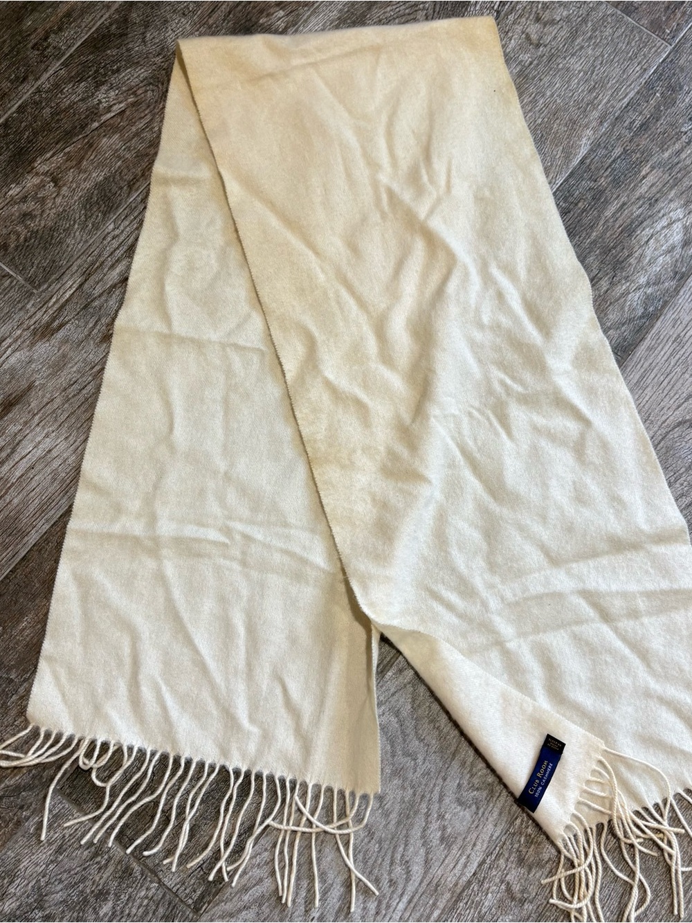 Club Room Unisex Scarf Ivory 100% Cashmere Luxury Fringe Winter Accessory